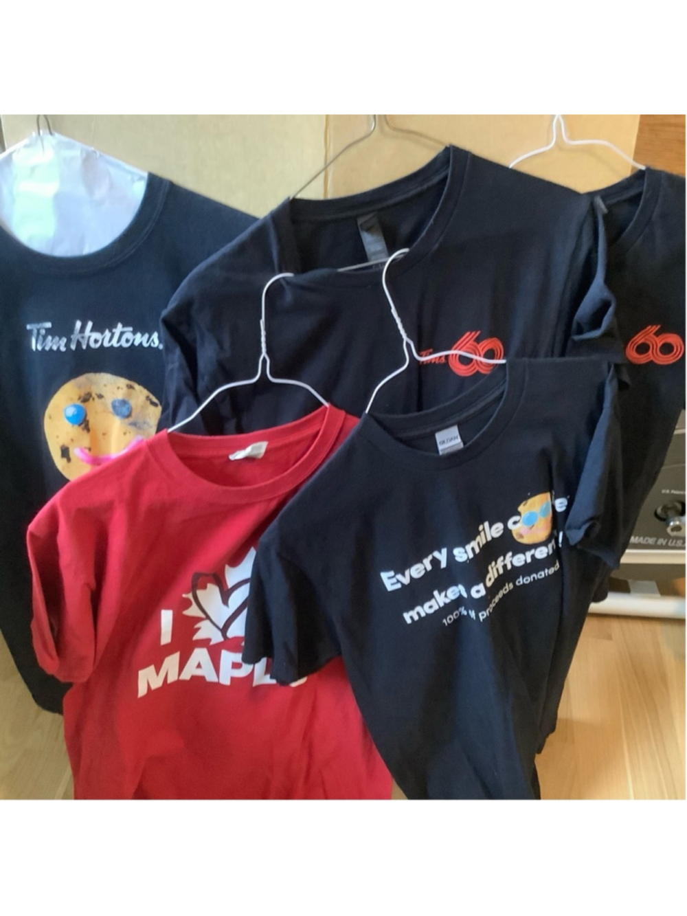 Lot of 5 Vintage Tim Hortons t-shirts. Size Medium